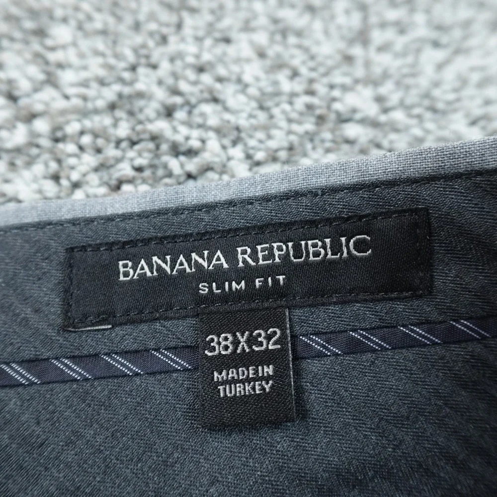 Banana Republic Pants Mens 38X32 Gray Wool Slim Dress Slacks Trouser Flat Front